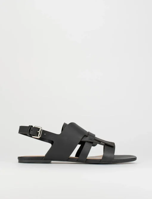 Sandalo tacco 1 cm nero pelle