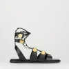 Sandalo tacco 1 cm nero pelle