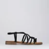 Sandalo tacco 1 cm nero pelle