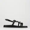 Sandalo tacco 1 cm nero pelle