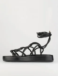 Sandalo tacco 1 cm nero pelle