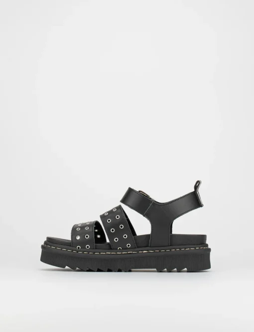 Sandalo tacco 1 cm nero pelle