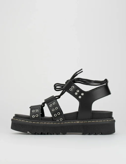 Sandalo tacco 1 cm nero pelle