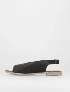 Sandalo tacco 1 cm nero pelle