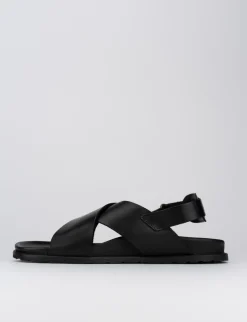 Sandalo tacco 1 cm nero pelle