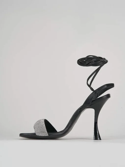 Sandalo tacco 10 cm nero pelle