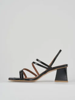 Sandalo tacco 6 cm nero pelle
