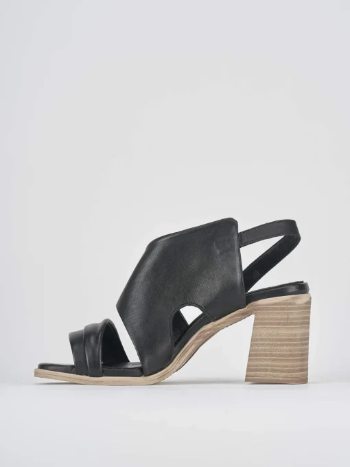Sandalo tacco 7 cm nero pelle