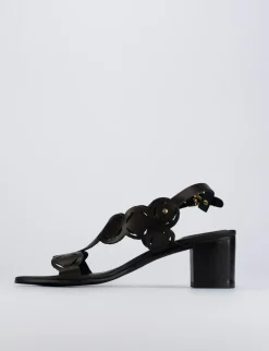 Sandalo tacco 5 cm nero pelle