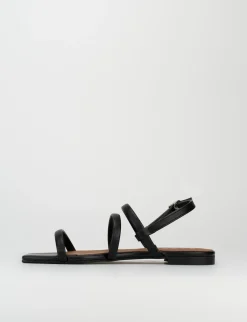 Sandalo tacco 1 cm nero pelle