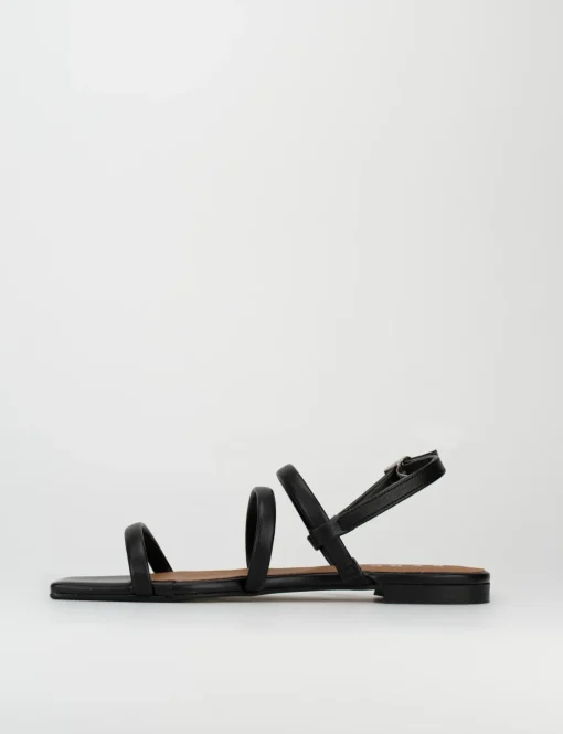 Sandalo tacco 1 cm nero pelle