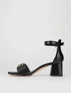 Sandalo tacco 6 cm nero pelle