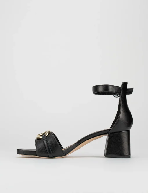Sandalo tacco 6 cm nero pelle