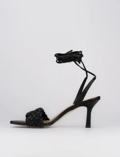 Sandalo tacco 8 cm nero pelle