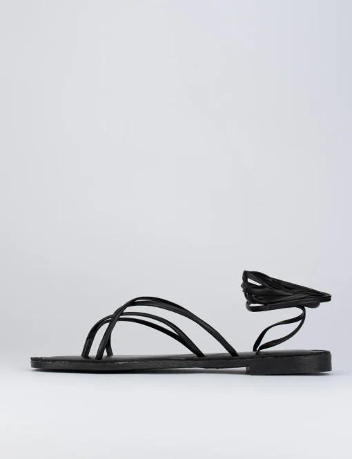 Sandalo tacco 1 cm nero pelle