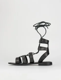 Sandalo tacco 1 cm nero pelle