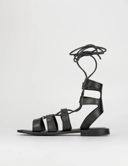 Sandalo tacco 1 cm nero pelle