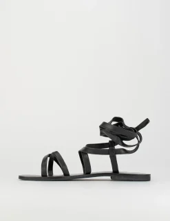 Sandalo tacco 1 cm nero pelle