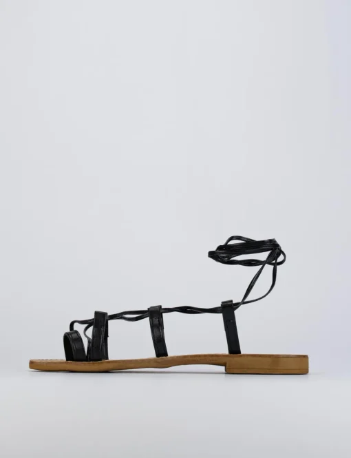 Sandalo tacco 1 cm nero pelle
