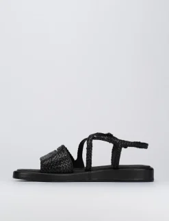 Sandalo tacco 1 cm nero pelle