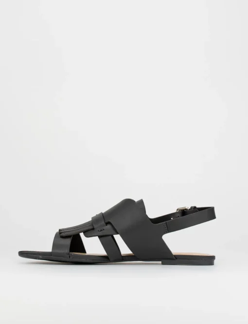 Sandalo tacco 1 cm nero pelle