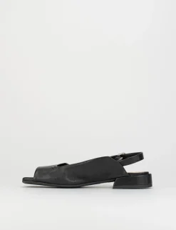 Sandalo tacco 1 cm nero pelle