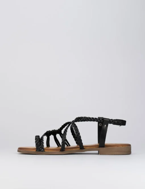 Sandalo tacco 1 cm nero pelle