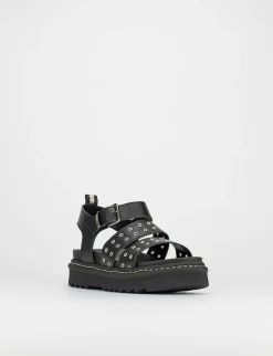 Sandalo tacco 1 cm nero pelle