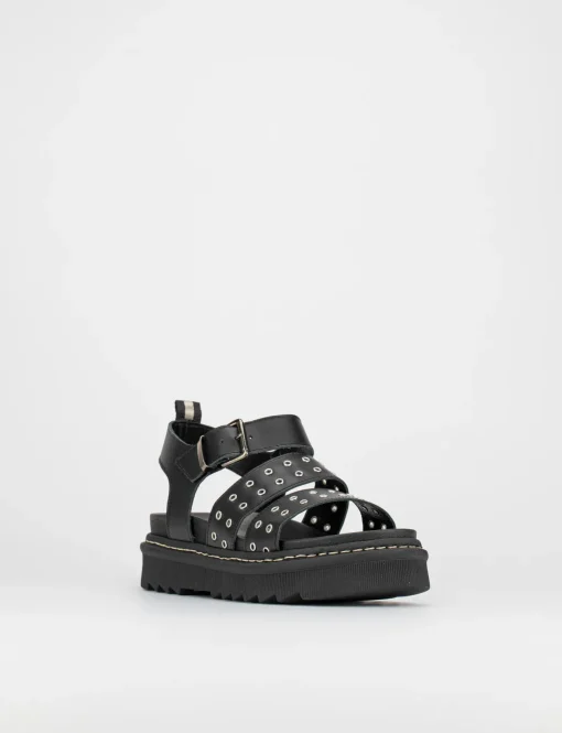 Sandalo tacco 1 cm nero pelle