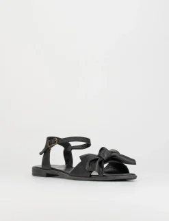 Sandalo tacco 1 cm nero pelle