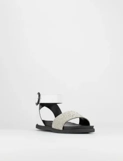 Sandalo tacco 1 cm nero pelle