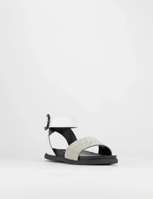 Sandalo tacco 1 cm nero pelle