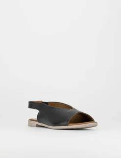 Sandalo tacco 1 cm nero pelle