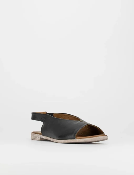 Sandalo tacco 1 cm nero pelle