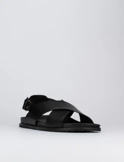 Sandalo tacco 1 cm nero pelle