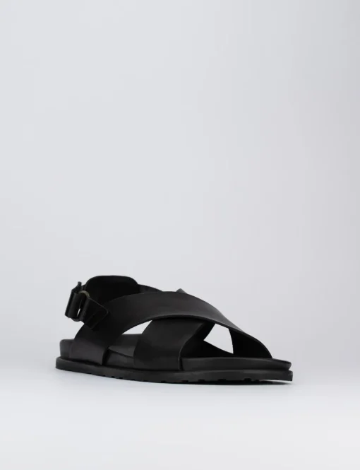 Sandalo tacco 1 cm nero pelle