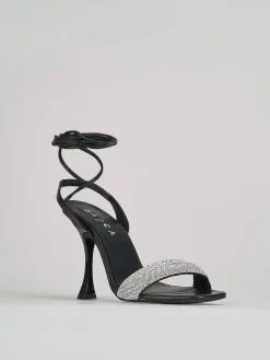 Sandalo tacco 10 cm nero pelle