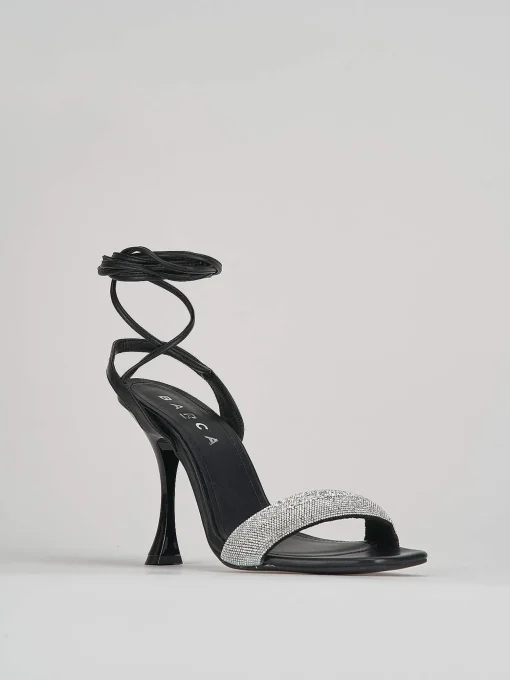 Sandalo tacco 10 cm nero pelle