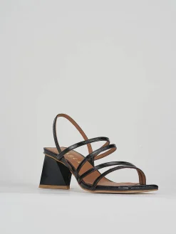 Sandalo tacco 6 cm nero pelle