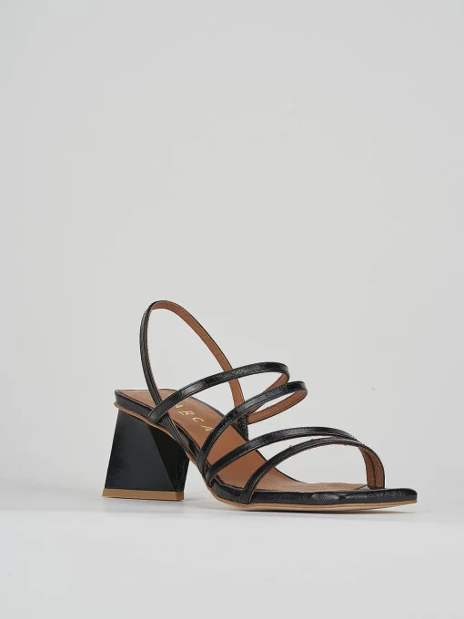 Sandalo tacco 6 cm nero pelle