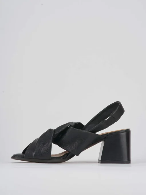 Sandalo tacco 5 cm nero pelle