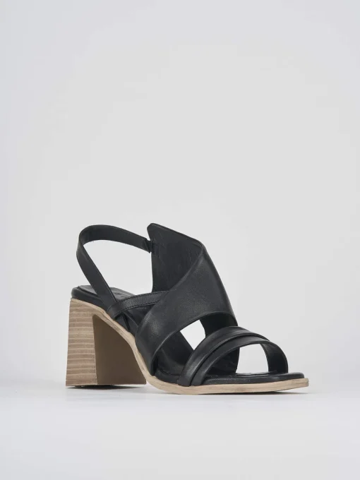 Sandalo tacco 7 cm nero pelle