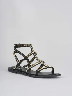 Sandalo tacco 1 cm nero pelle