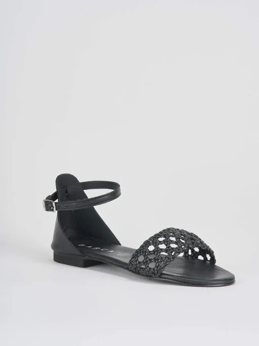 Sandalo tacco 1 cm nero pelle