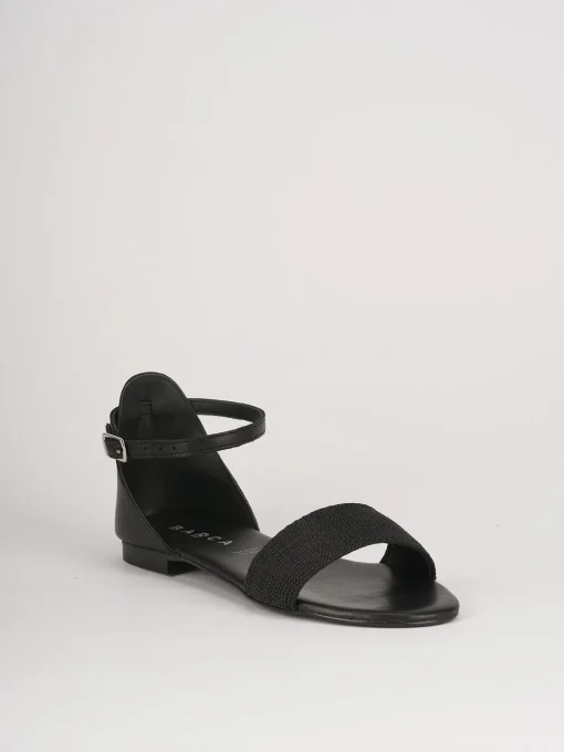 Sandalo tacco 1 cm nero pelle