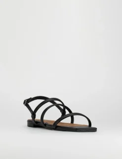 Sandalo tacco 1 cm nero pelle