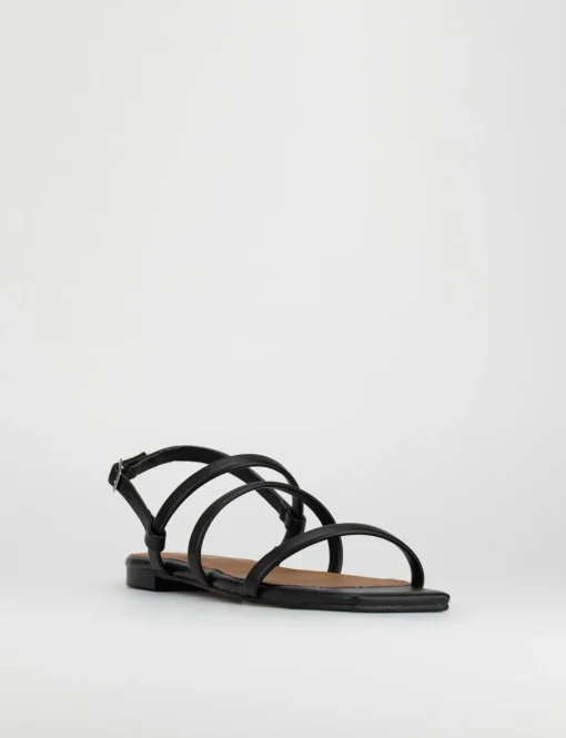 Sandalo tacco 1 cm nero pelle