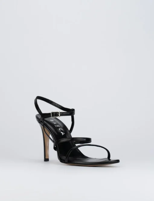 Sandalo tacco 8 cm nero pelle
