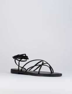 Sandalo tacco 1 cm nero pelle