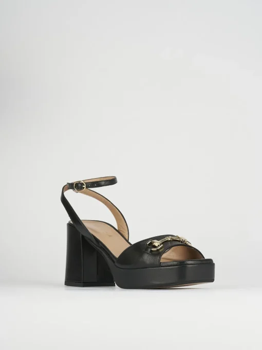 Sandalo tacco 7 cm nero pelle